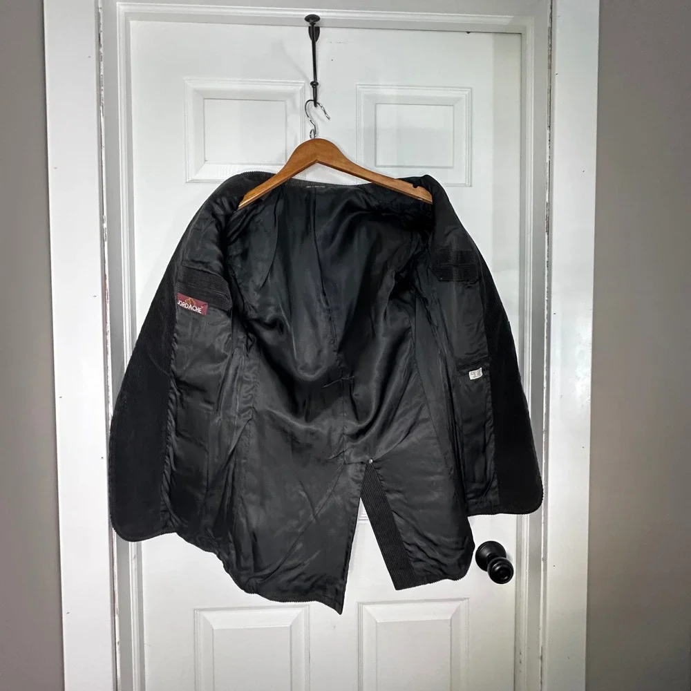 Vintage Jordache Mens Black Corduroy Blazer Jacket 2 Button Cotton Sport‎ Coat